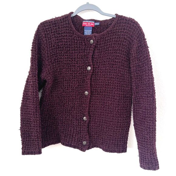 mac & jac Sweaters - Vintage Mac & Jac Open Knit Button Down Cardigan Women's Medium Petite Burgundy